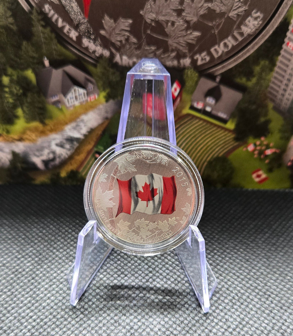 2015 Canada $20 for $20 Fine Silver Coin – Coloured Canadian Flag