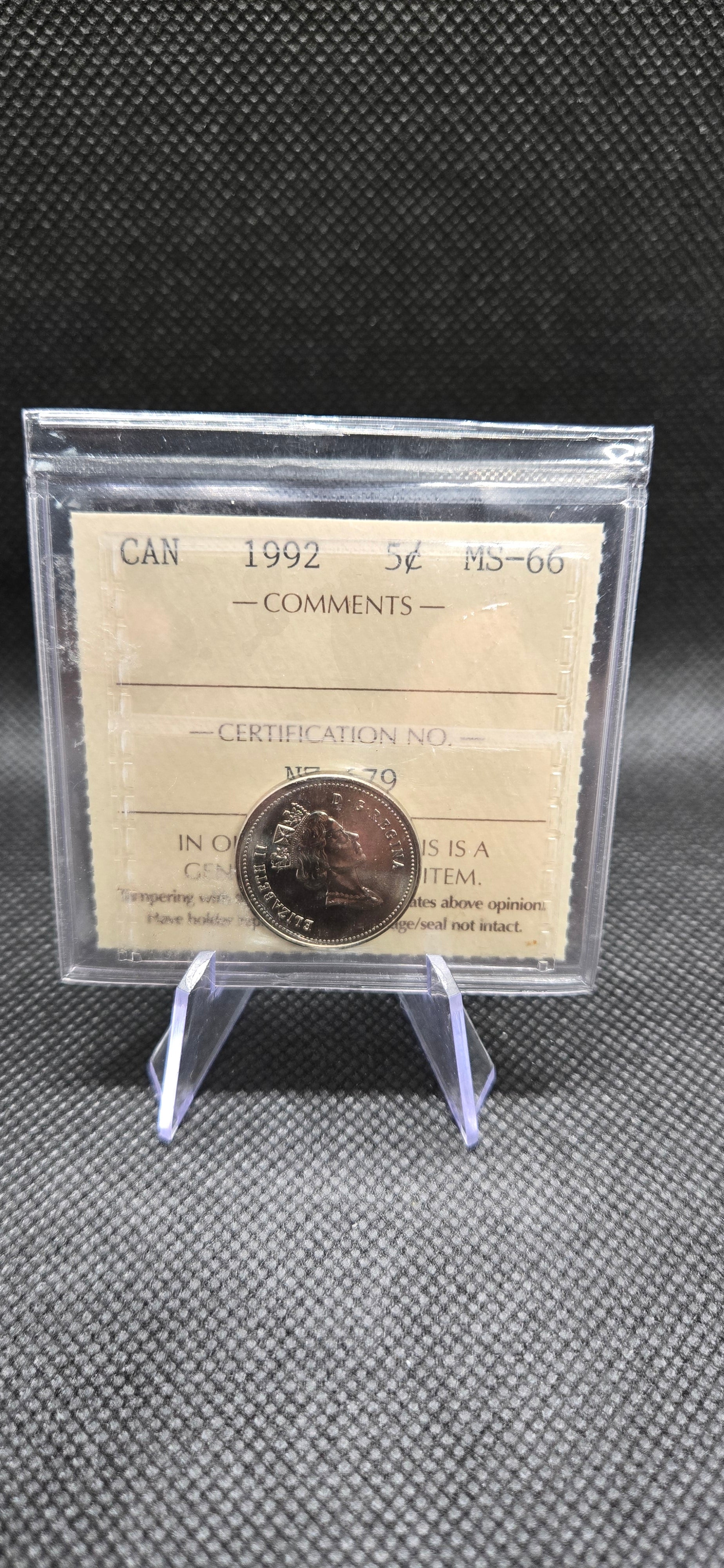 1992 Canada 5 Cent – MS-66