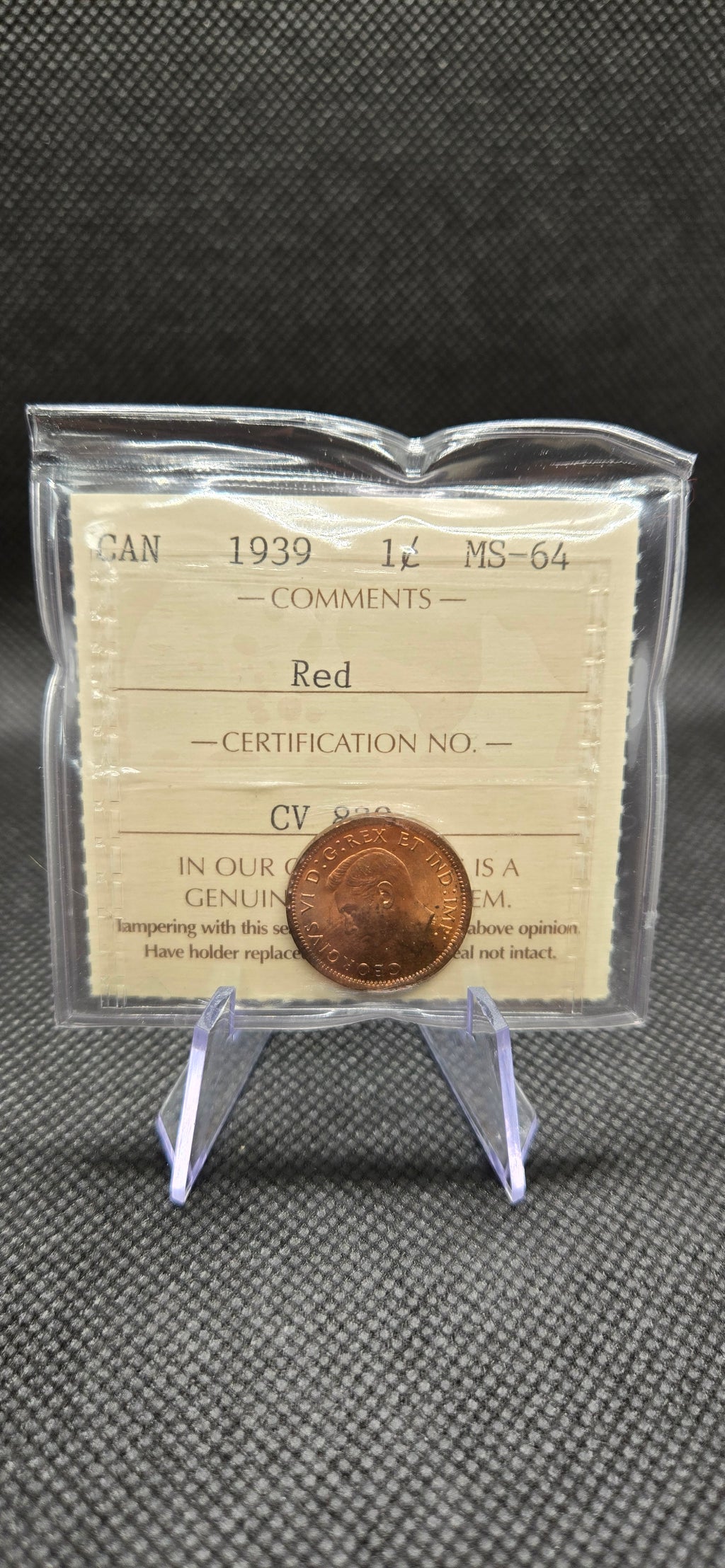 1939 Canada 1 Cent Red – MS-64