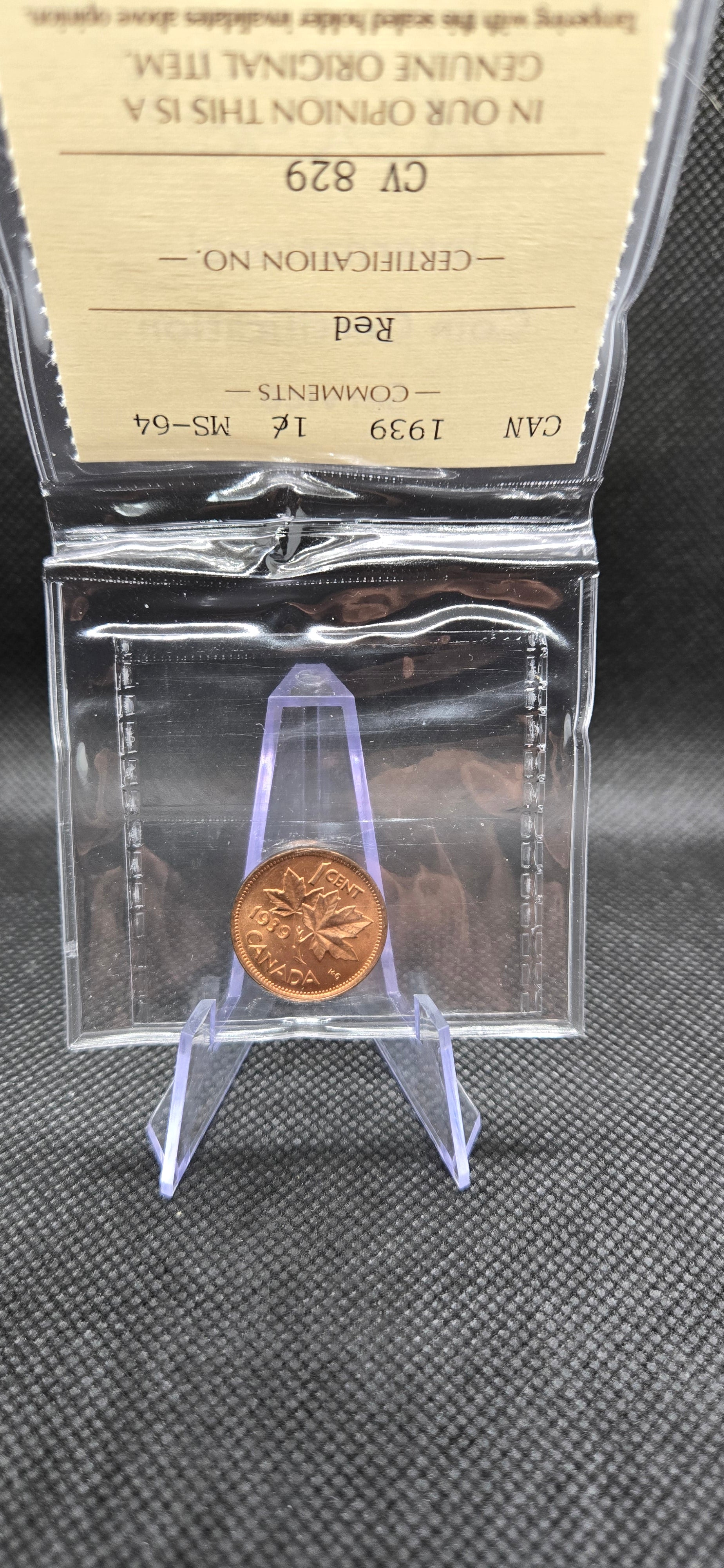 1939 Canada 1 Cent Red – MS-64