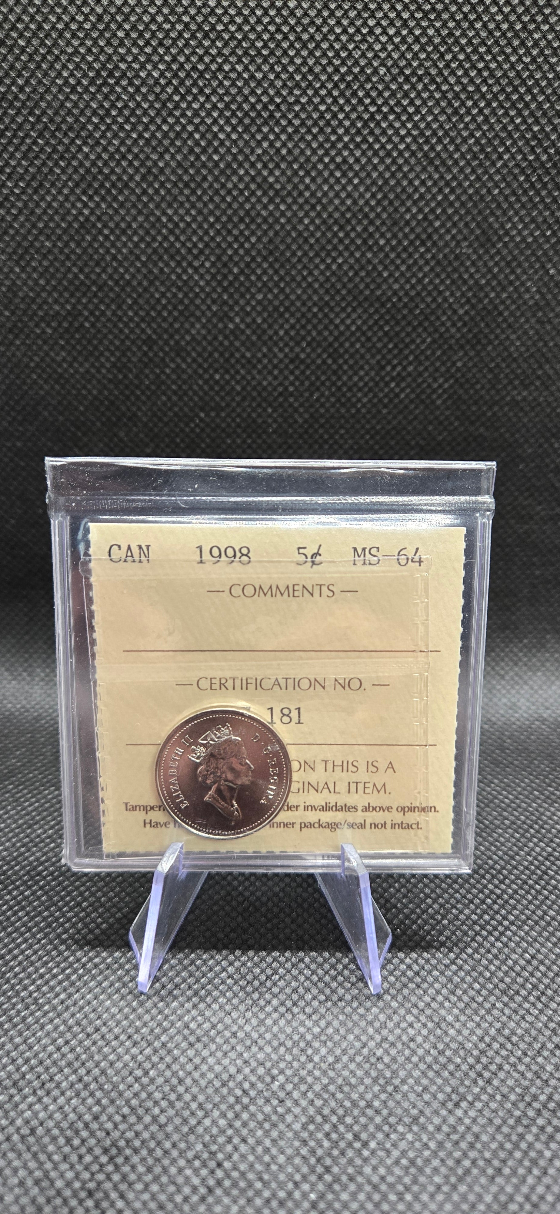 1998 Canada 5 Cent – MS-64