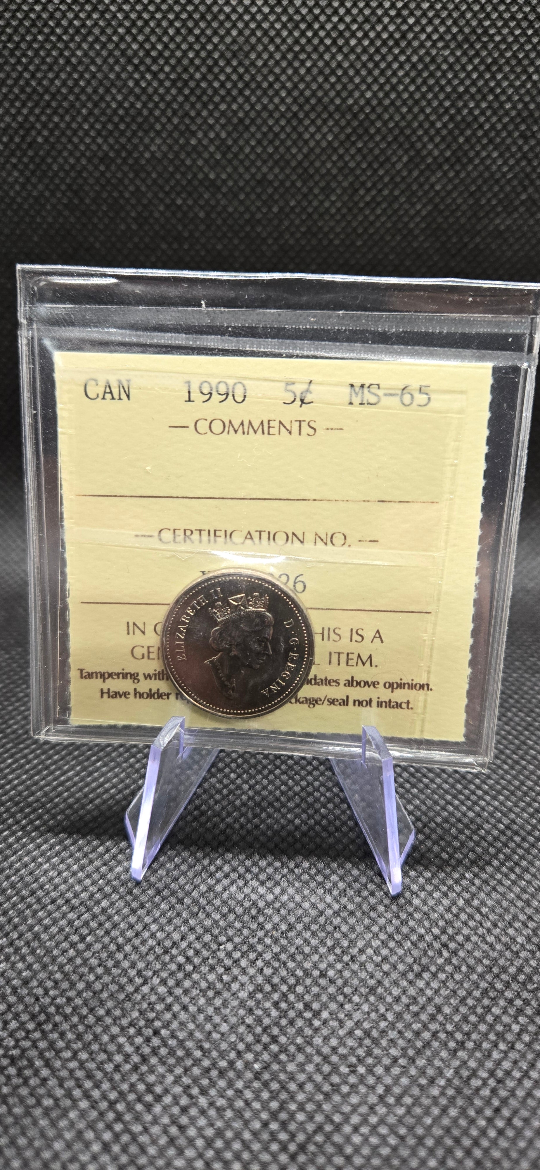 1990 Canada 5 Cent – MS-65