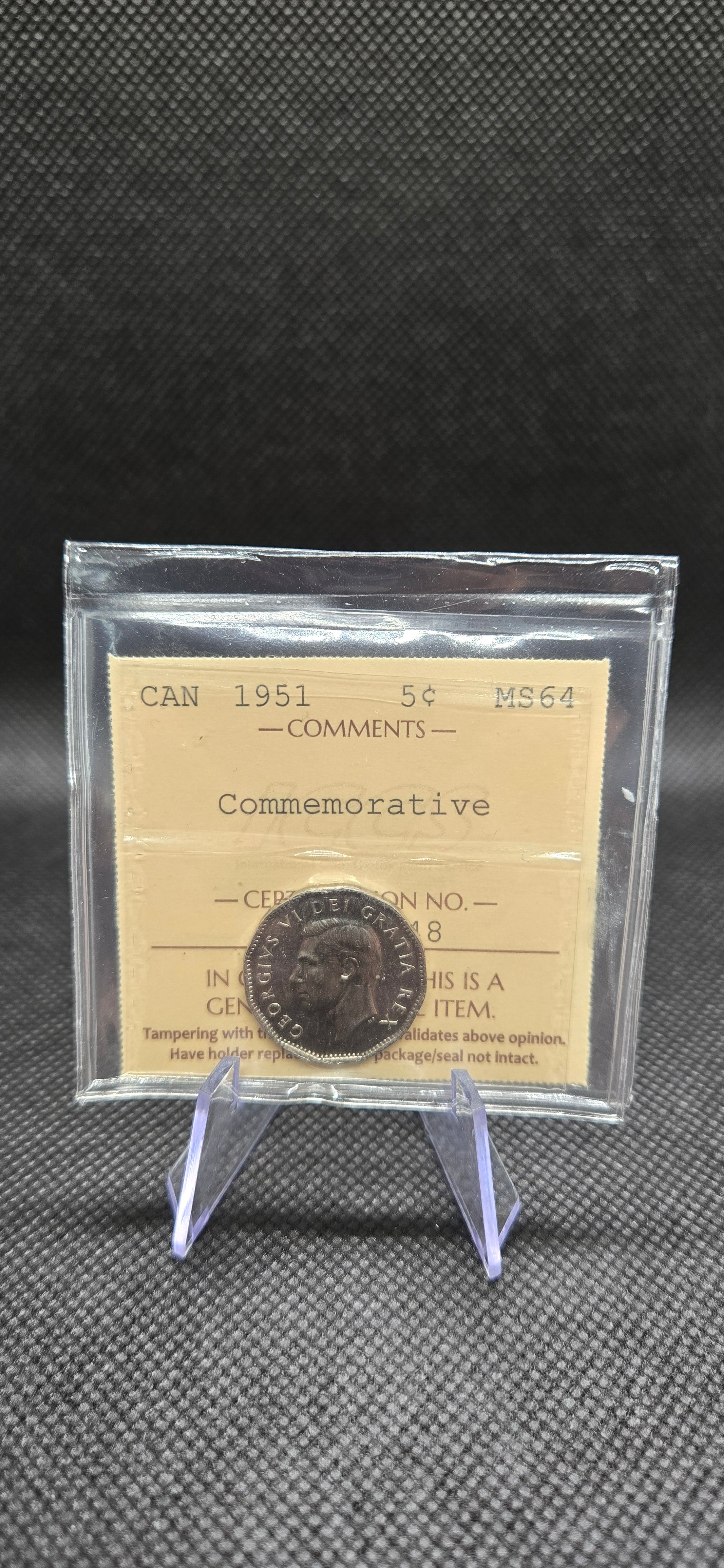 1951 Canada 5 Cent Commemorative – MS-64