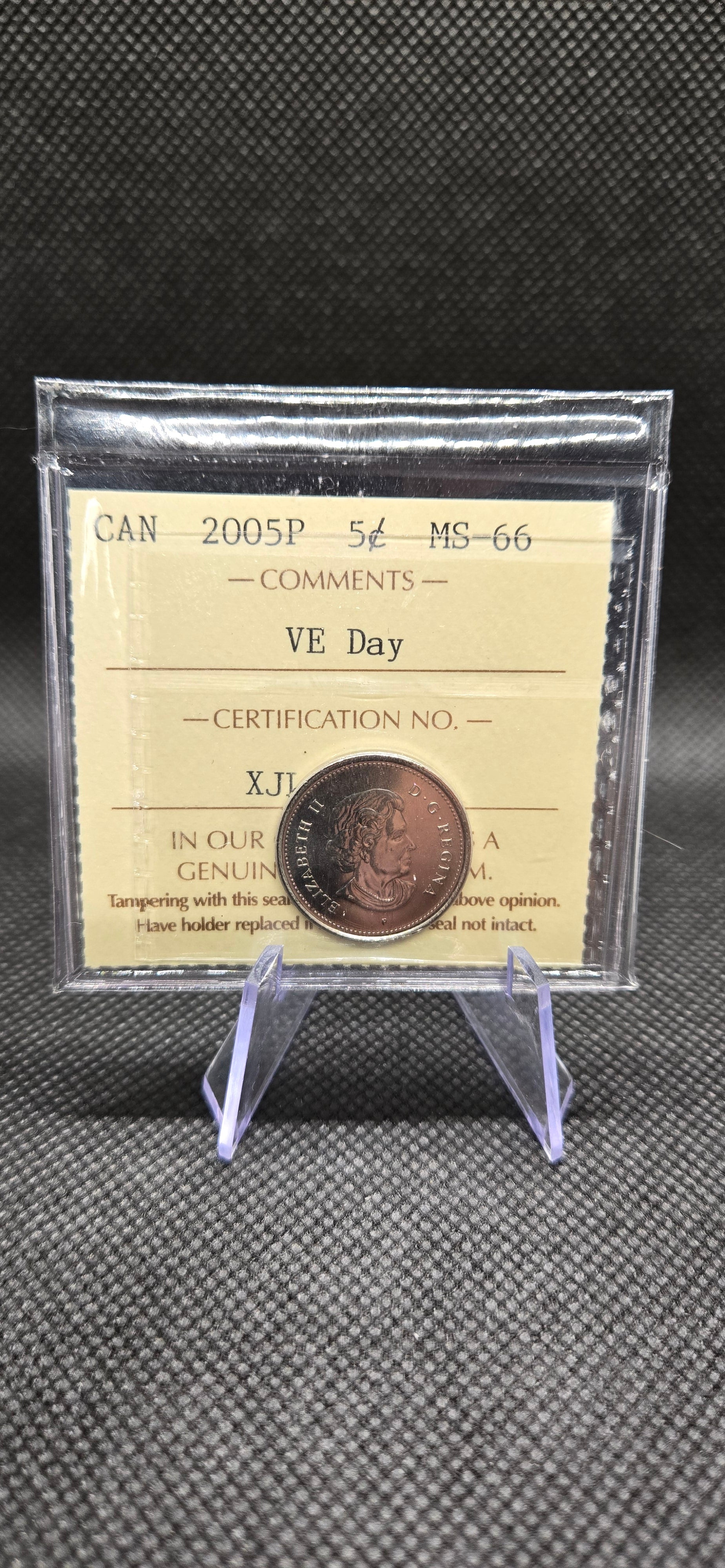 2005 Canada 5 Cent "P" V-E Day – MS-66
