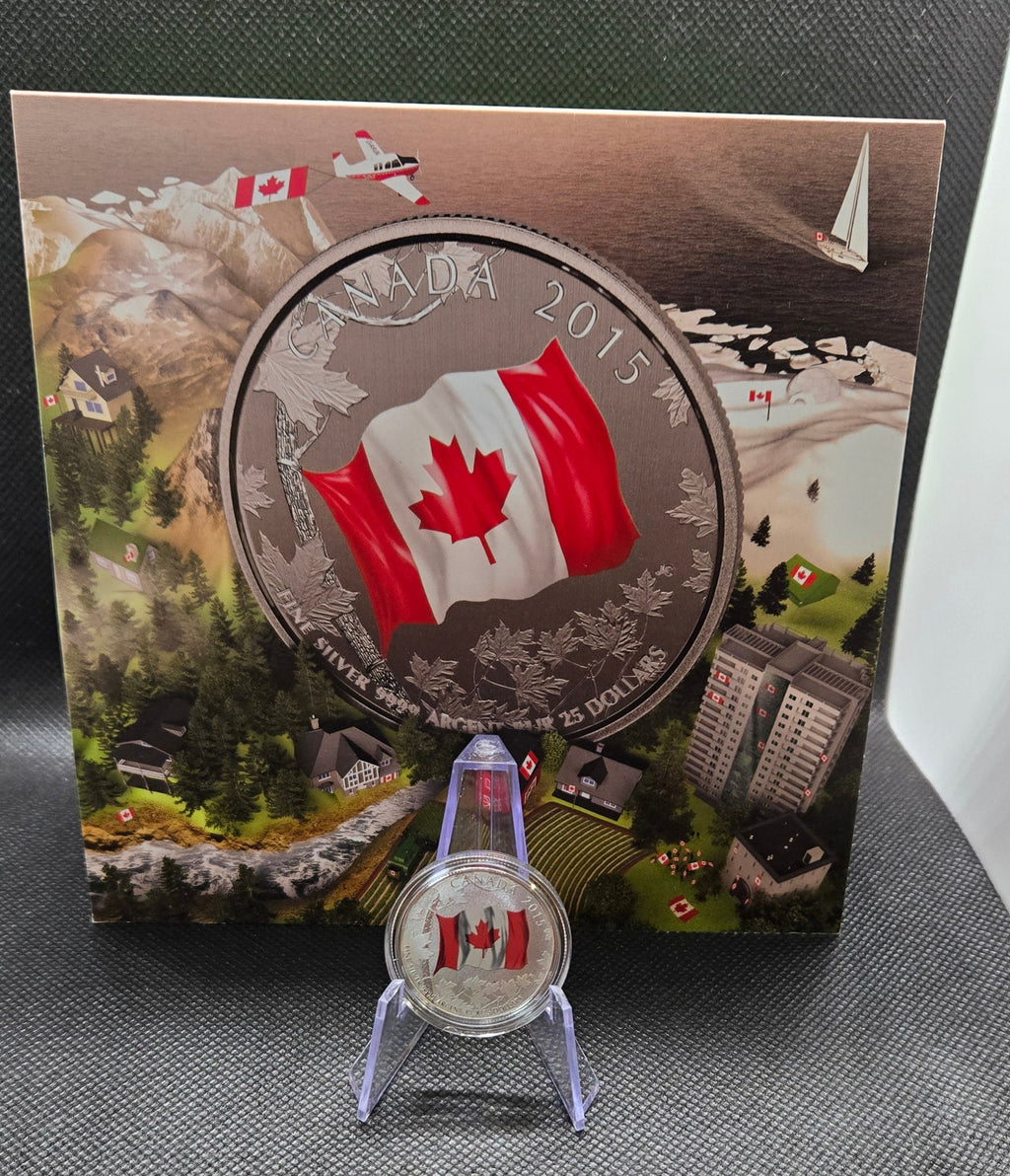 2015 Canada $20 for $20 Fine Silver Coin – Coloured Canadian Flag