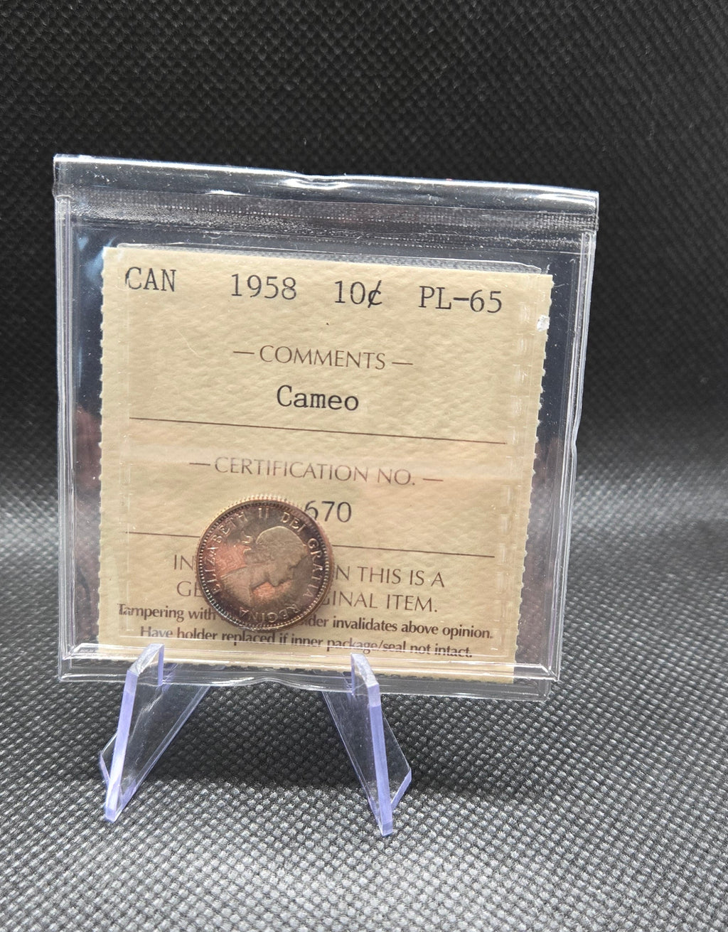 1958 Canada 10 Cent – ICCS PL-65 Cameo