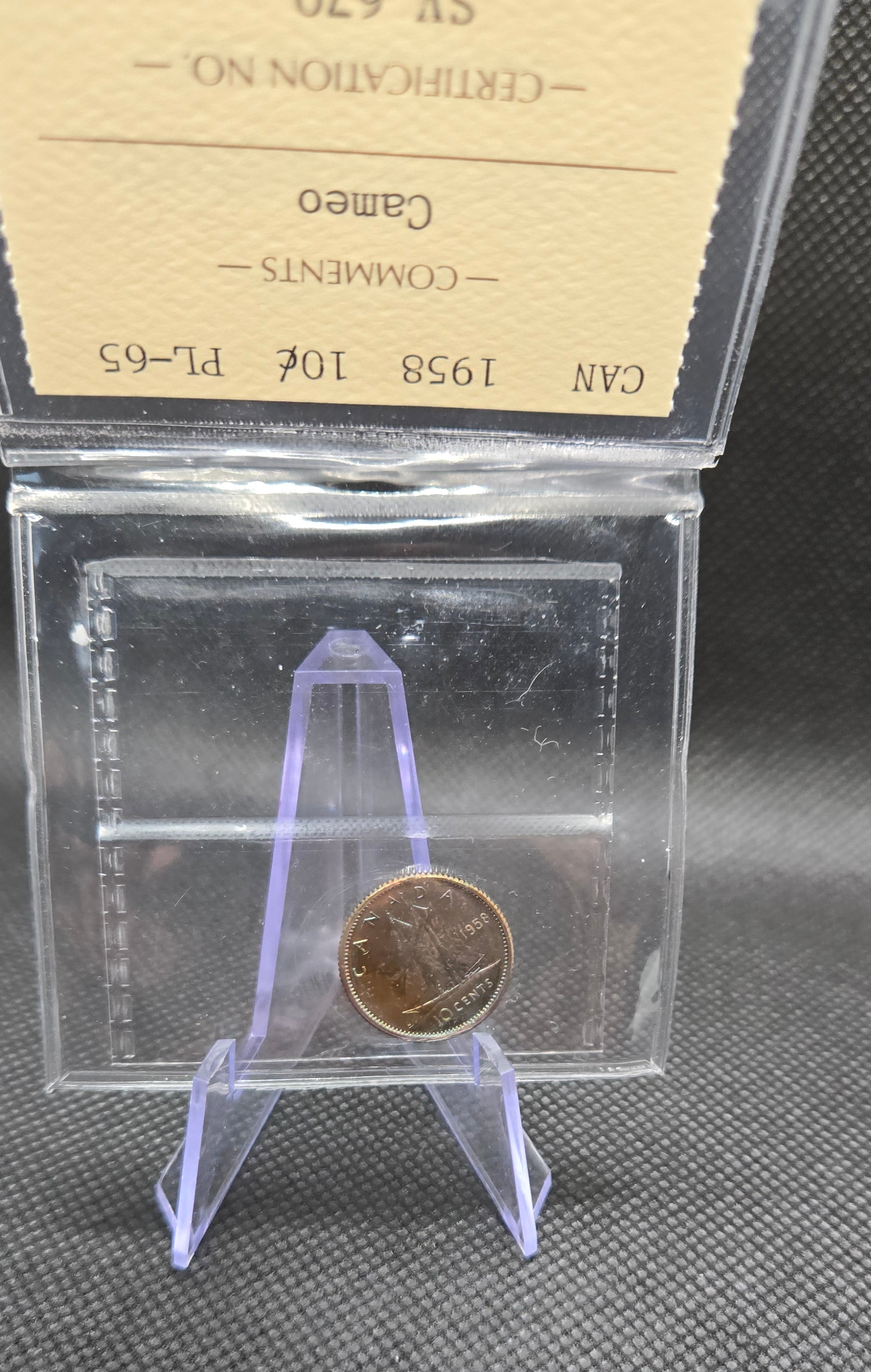 1958 Canada 10 Cent – ICCS PL-65 Cameo