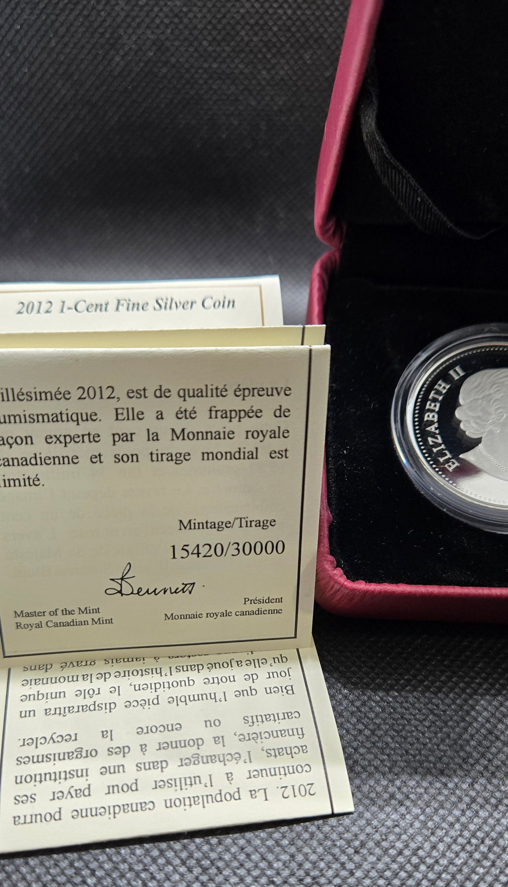 2012 Royal Canadian Mint Fine Silver 1-Cent Coin – Farewell to the Penny