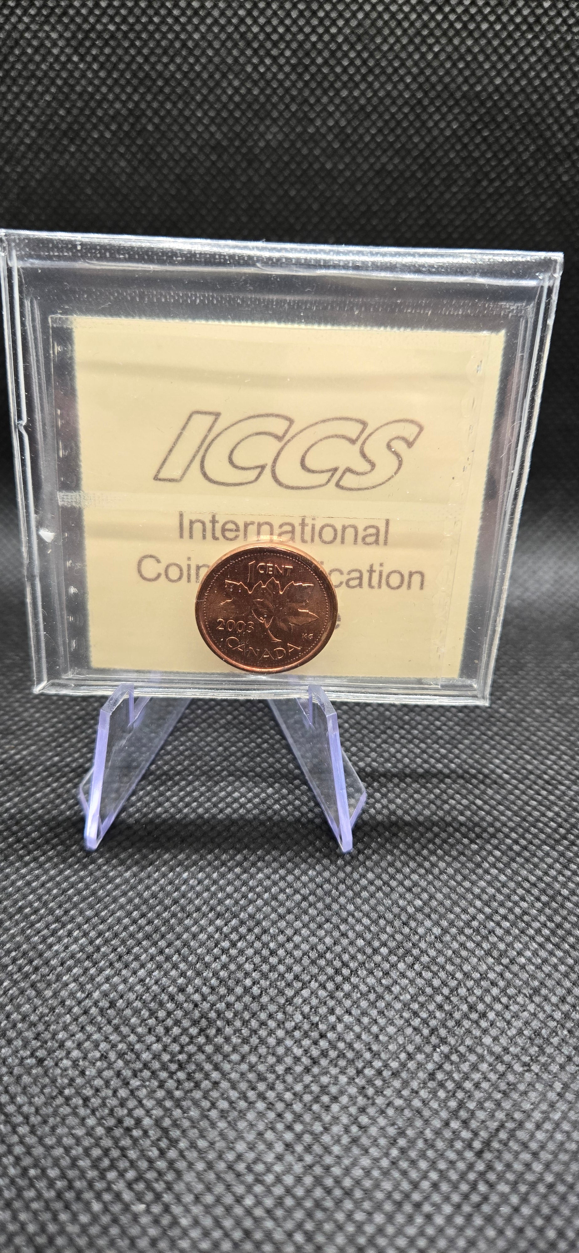 2003 Canada 1 Cent "P" – New Effigy – Red – ICCS MS-65